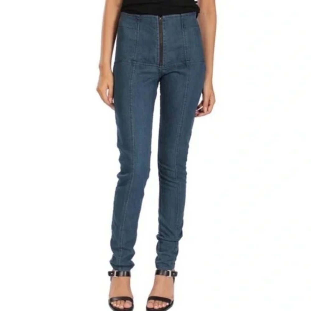 EUC Praire Underground Dark Blue "Girdle" High Rise Skinny Jeans Size Large